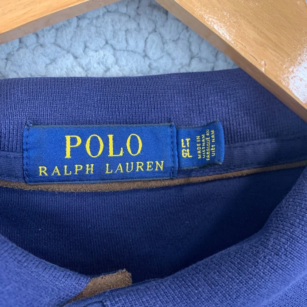 Polo Ralph Lauren Polo Shirt Pique Mens Size LT Blue Long Sleeve Flesh Pony